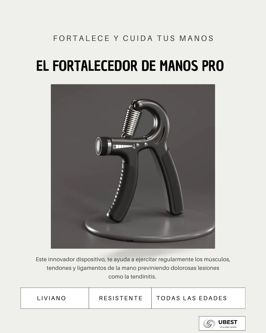 Fortalecedor de Manos y Antebrazo Ajustable.